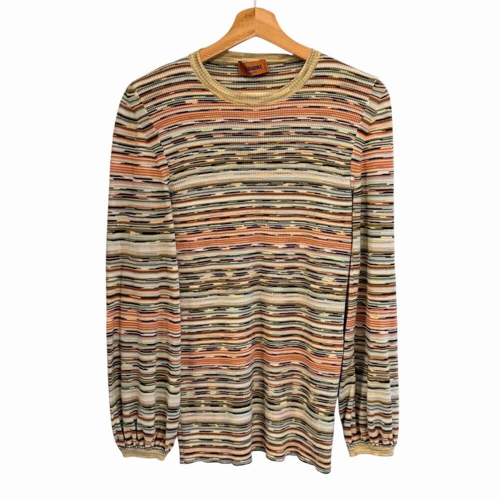 Missoni Womens Wool Striped Pullover Sweater Size S Italian Luxury Designer